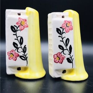 Floral Ceramic Salt and Pepper Shakers - Yellow and Pink